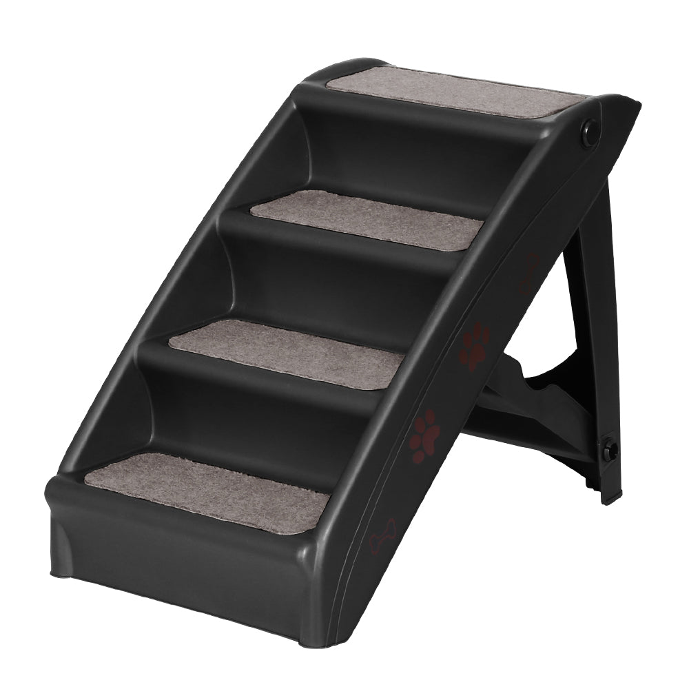 i.Pet Dog Foldable and Portable Steps for Bed, Sofa or Car Pet Stairs Ladder - Black