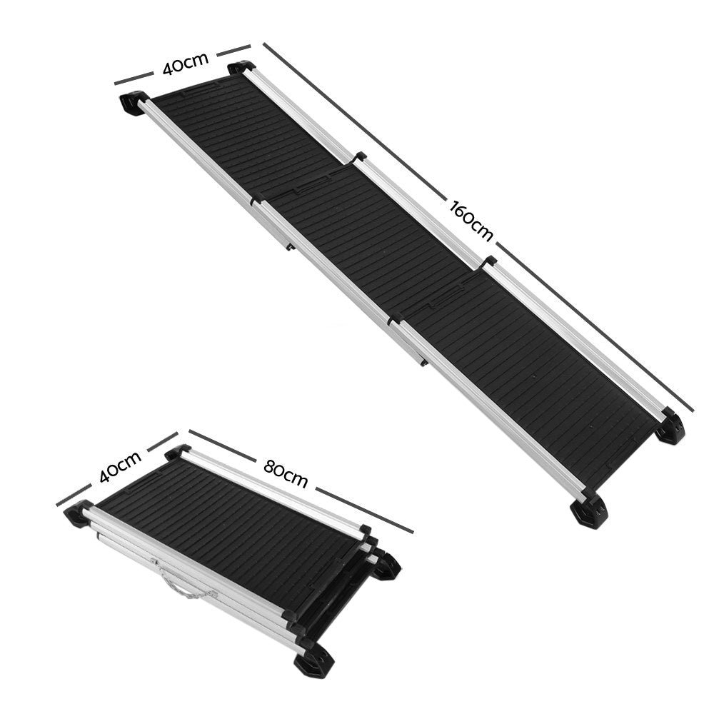 i.Pet Adjustable Aluminium Frame Dog Ramp & Foldable Pet Stairs for Car or SUV - Portable Ladder"