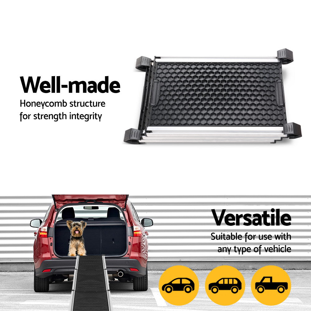 i.Pet Adjustable Aluminium Frame Dog Ramp & Foldable Pet Stairs for Car or SUV - Portable Ladder"