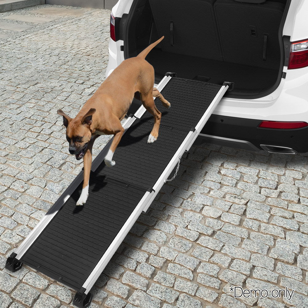 i.Pet Adjustable Aluminium Frame Dog Ramp & Foldable Pet Stairs for Car or SUV - Portable Ladder"