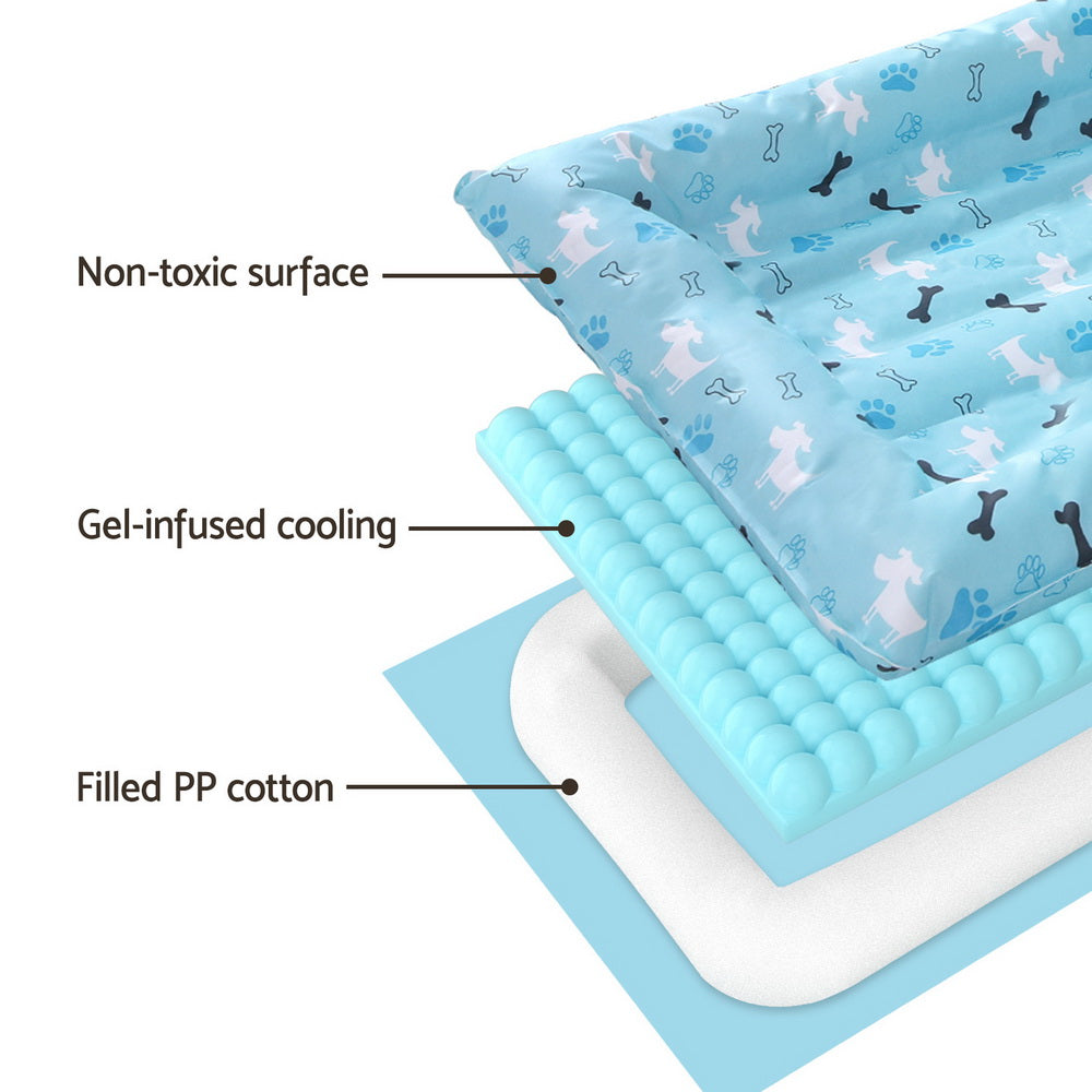 i.Pet Self-Cooling Gel Pet BED - Large Summer Pad for Dogs & Cats - Blue Large