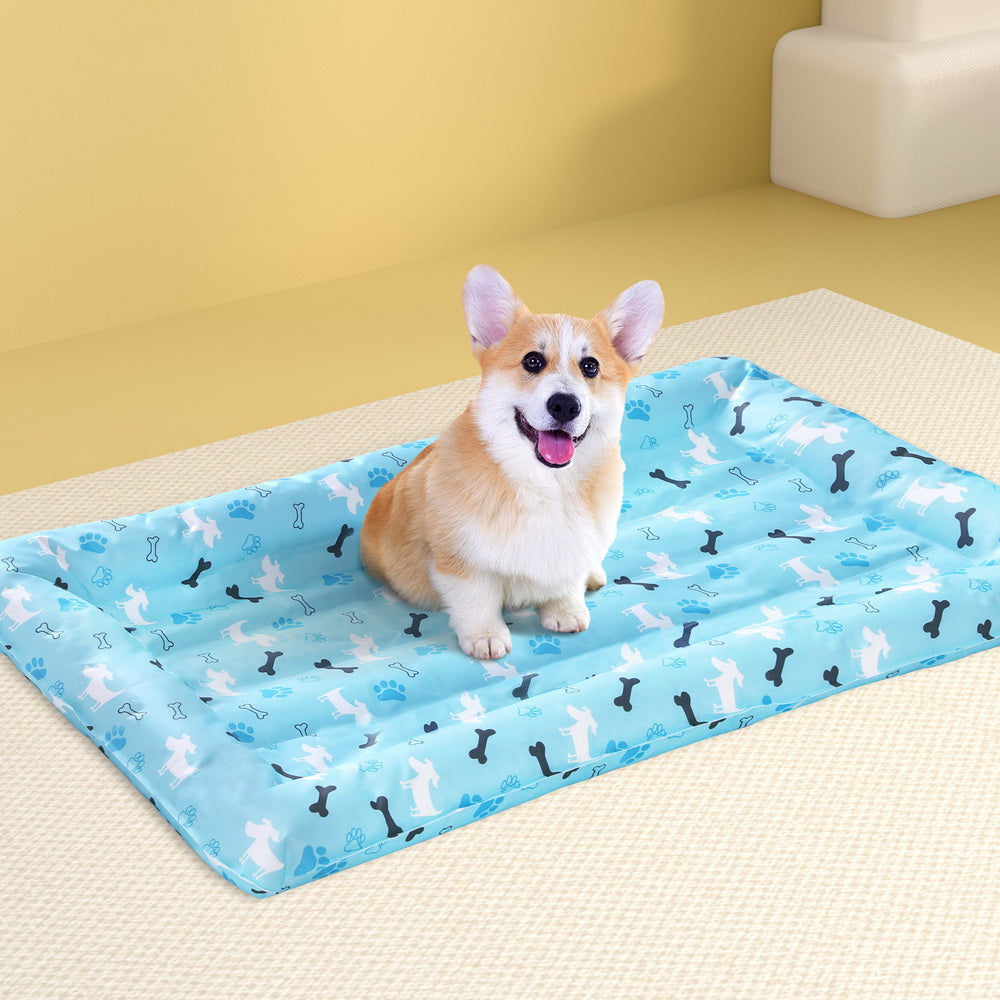 i.Pet Self-Cooling Gel Pet BED - Large Summer Pad for Dogs & Cats - Blue Large