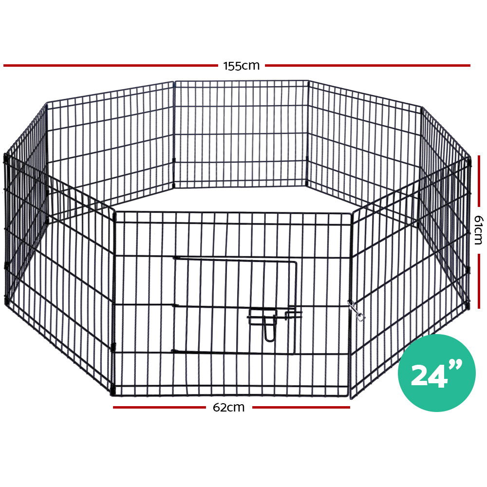 i.Pet 24" 8 Panel Dog Playpen, Pet Fence or Exercise Cage
