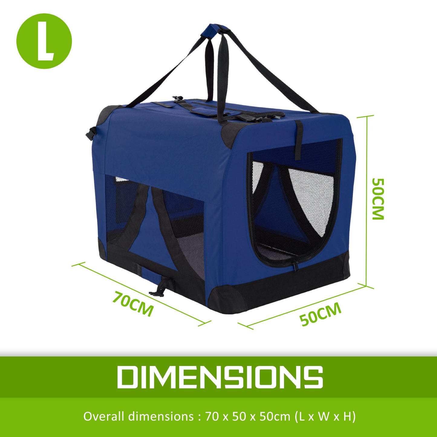 Paw Mate Portable Soft Crate Carrier - Blue L