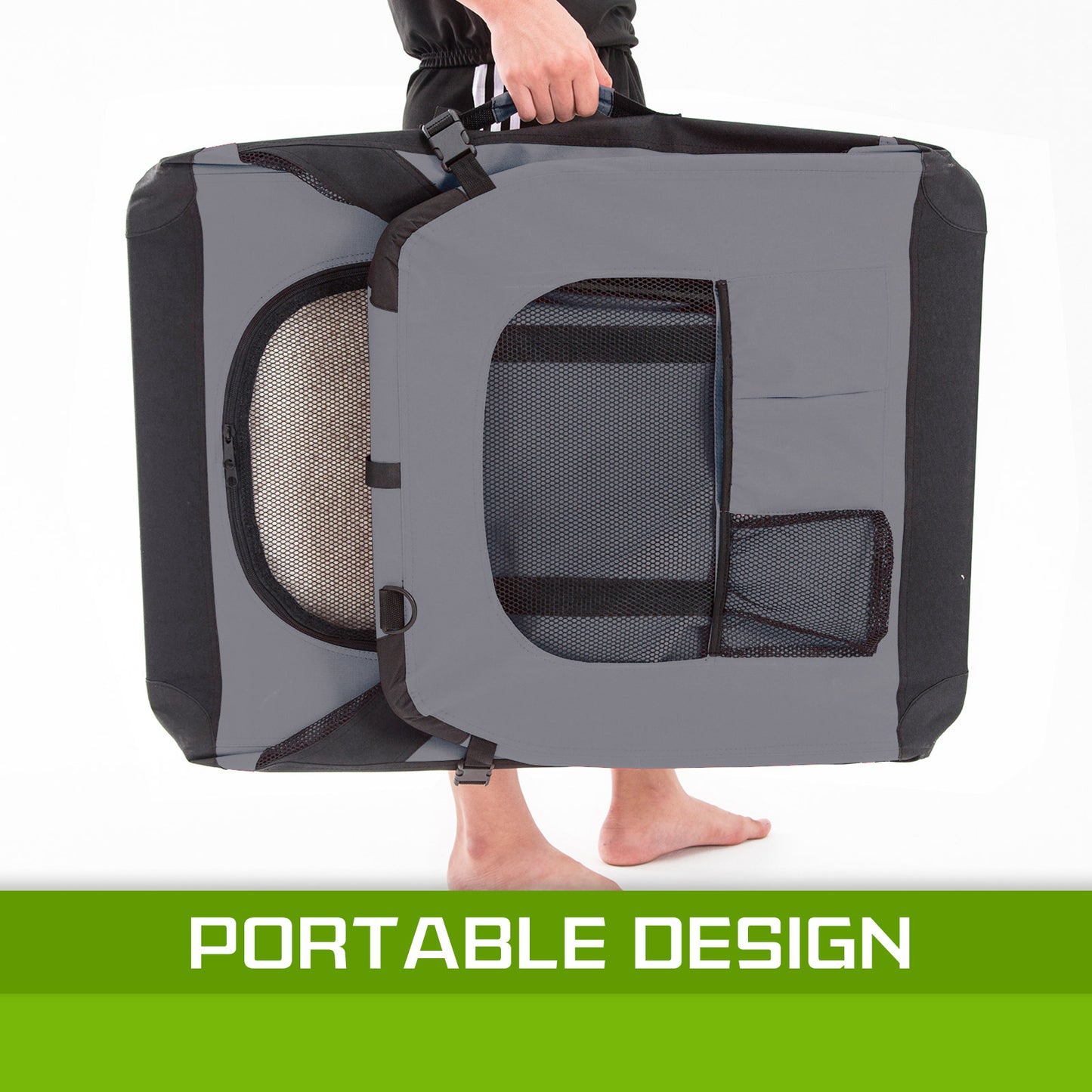 Paw Mate Portable Soft Dog Cage Carrier - Grey L