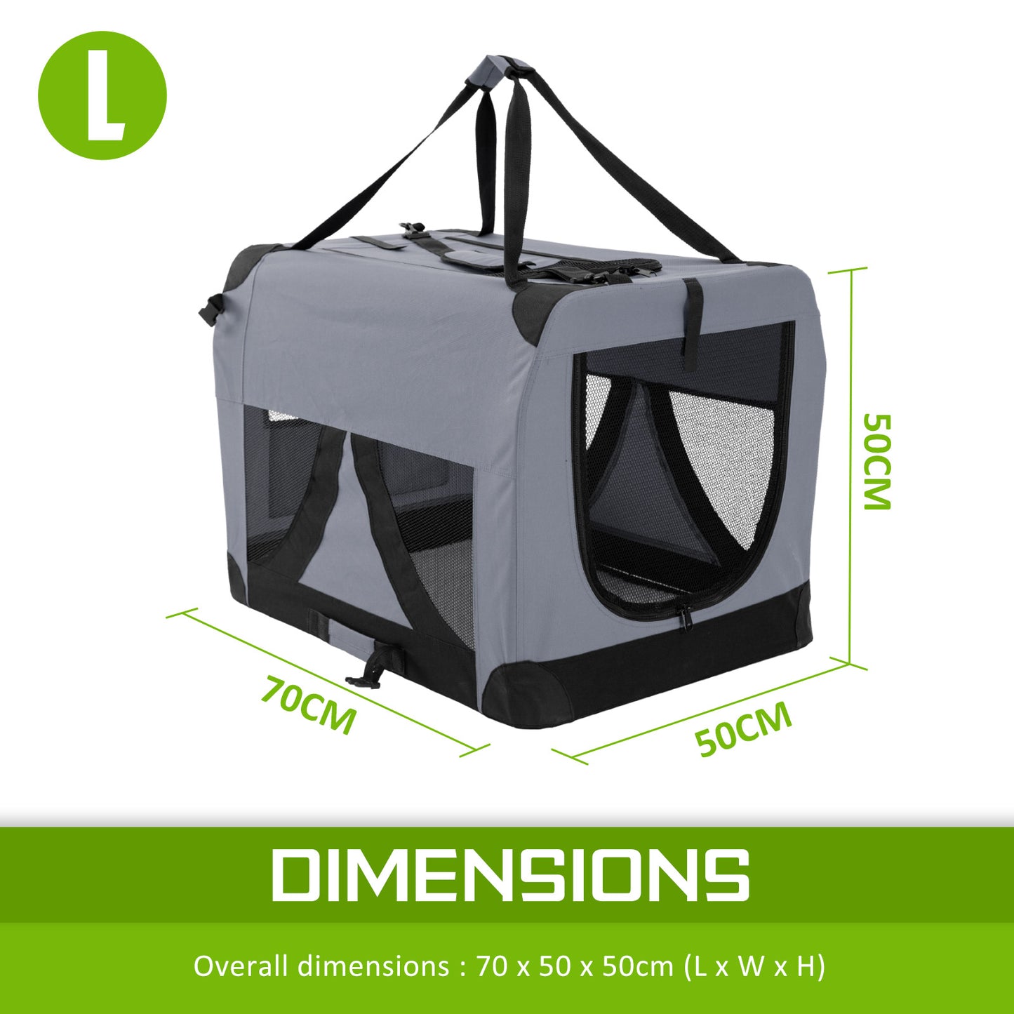 Paw Mate Portable Soft Dog Cage Carrier - Grey L