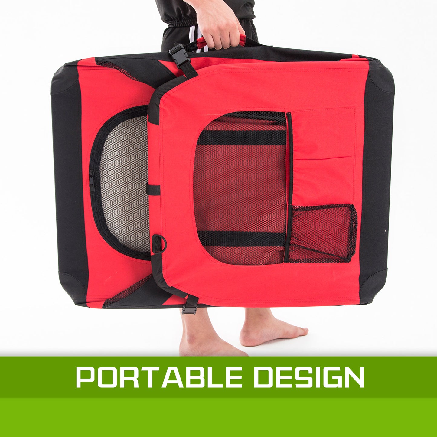 Paw Mate Portable Soft Dog Crate Carrier- Red L