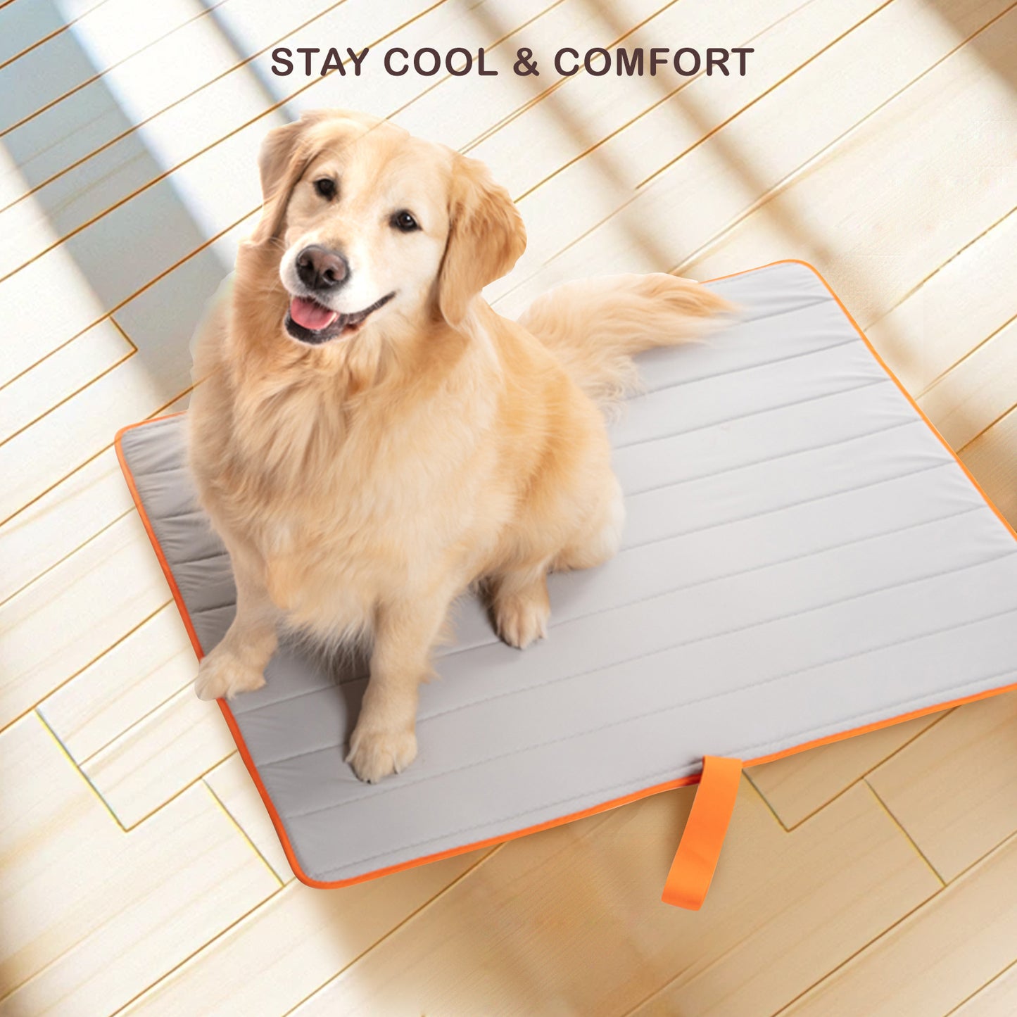 Pet Dog Cooling Mat Non-Slip Travel Roll Up Cool Pad Bed Outdoor - Beige L