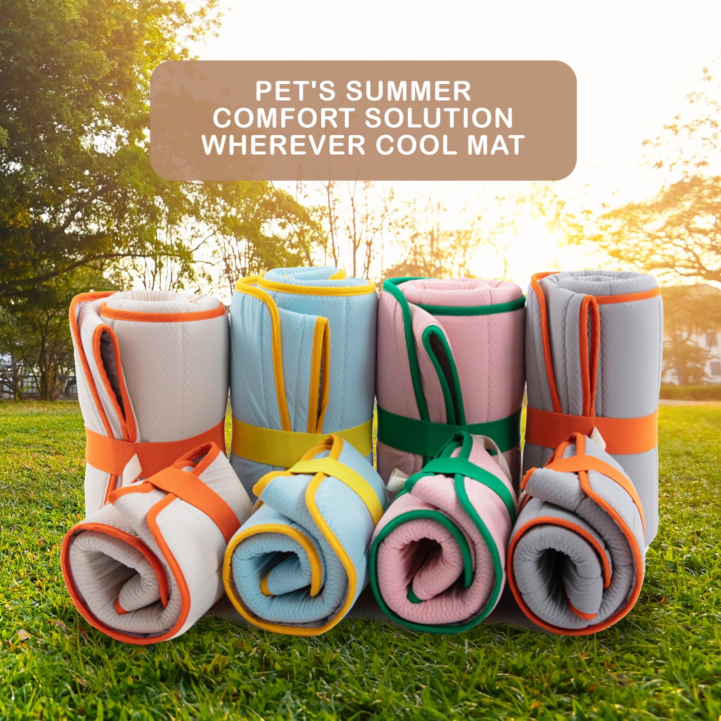 Pet Dog Cooling Mat Non-Slip Travel Roll Up Cool Pad Bed Outdoor - Pink L