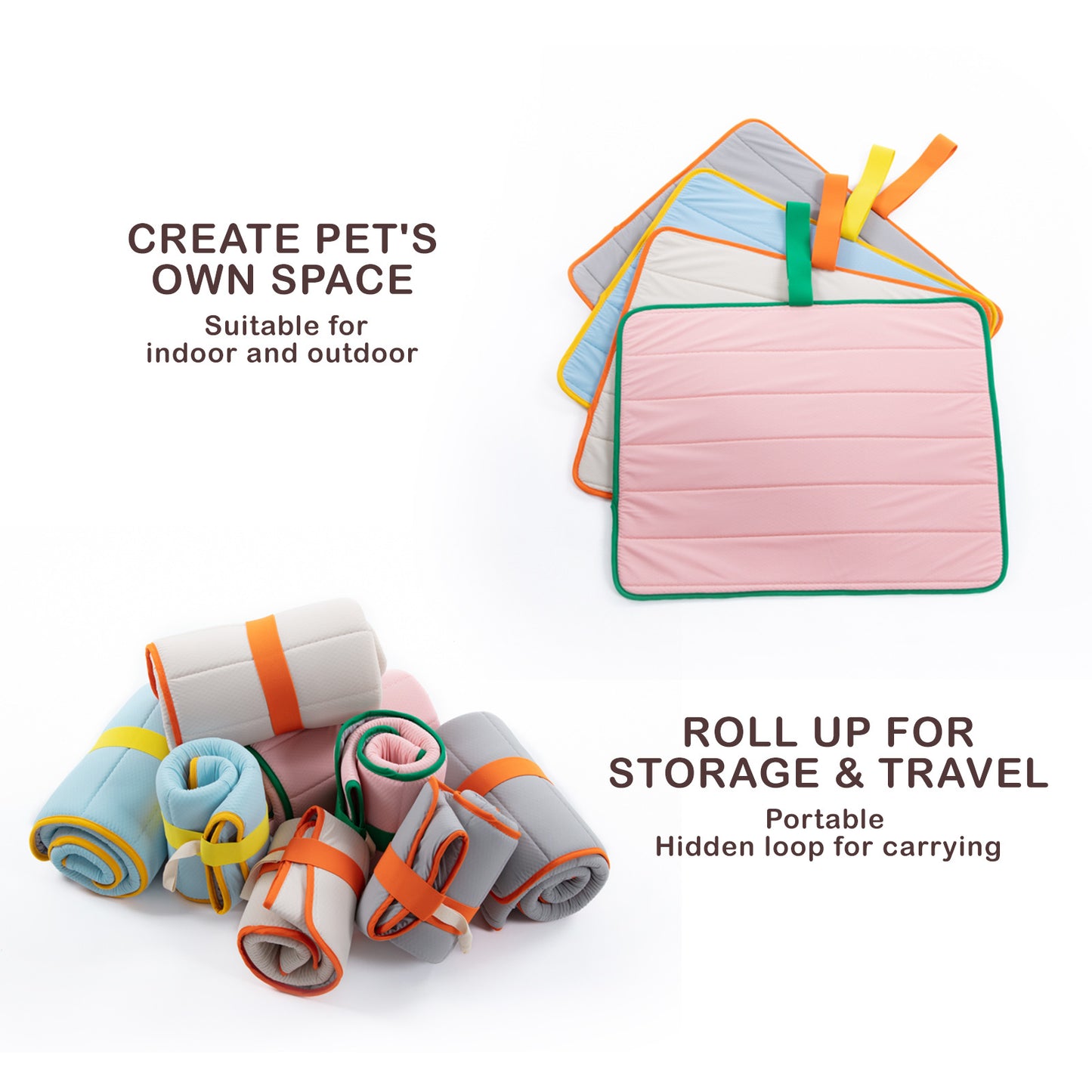 Pet Dog Cooling Mat Non-Slip Travel Roll Up Cool Pad Bed Outdoor - Beige M
