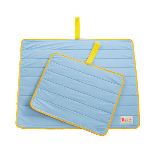 Pet Dog Cooling Mat Non-Slip Travel Roll Up Cool Pad Bed Outdoor - Blue M