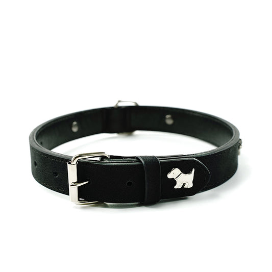 2 PCS Black Soft Leather Dog Collar - Adjustable & Durable for Medium/Large Dogs Size - 48 cm x 2.0 cm