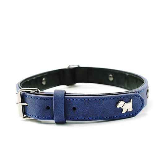 2 PCS Blue Soft Leather Dog Collar - Adjustable & Durable for Medium/Large Dogs Size - 48 cm x 2.0 cm