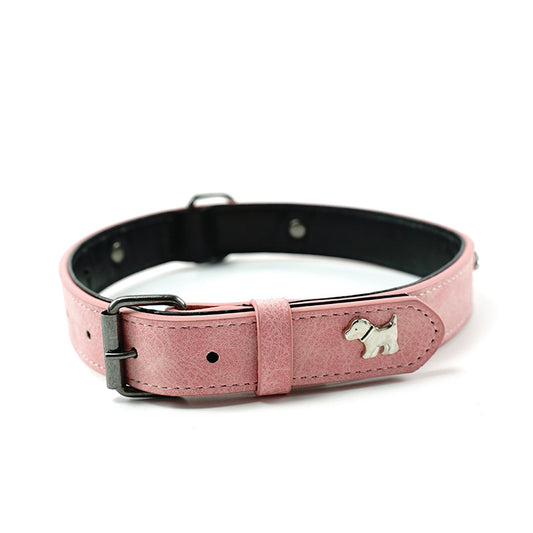 2 PCS Pink Soft Leather Dog Collar - Adjustable & Durable for Medium/Large Dogs Size - 48 cm x 2.0 cm