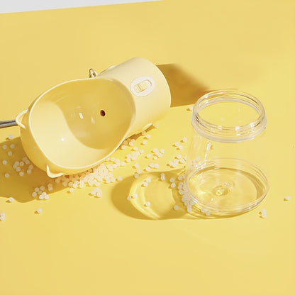 Portable Dog Water Bottle 380ml with Bowl Dispenser - Yellow