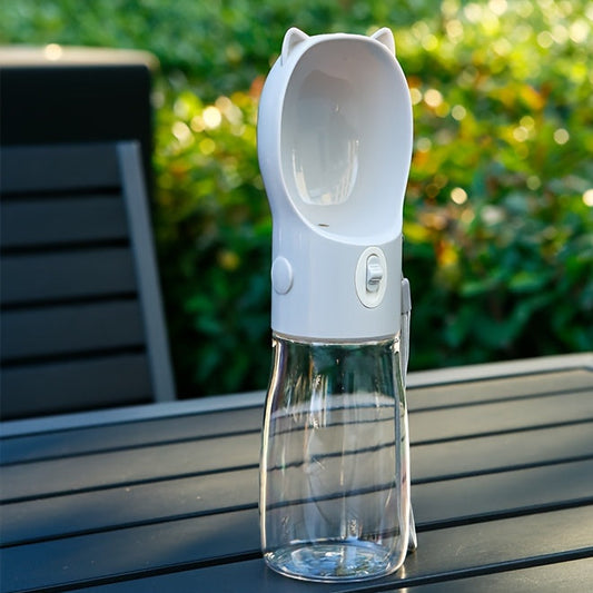 Portable Dog Water Bottle 380ml with Bowl Dispenser - Grey