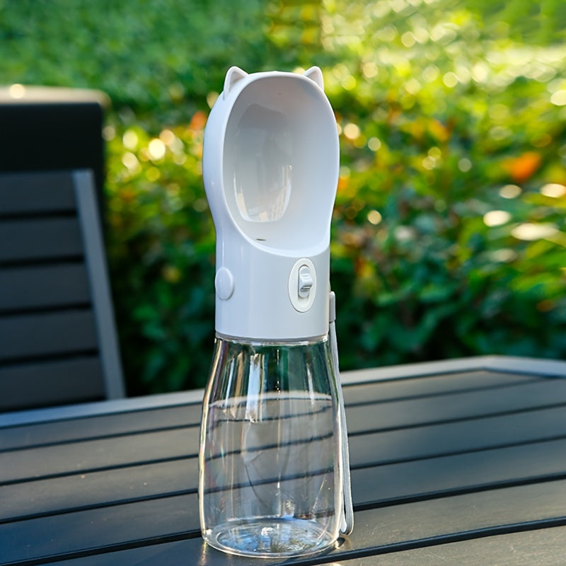Portable Dog Water Bottle 500ml with Bowl Dispenser - Grey