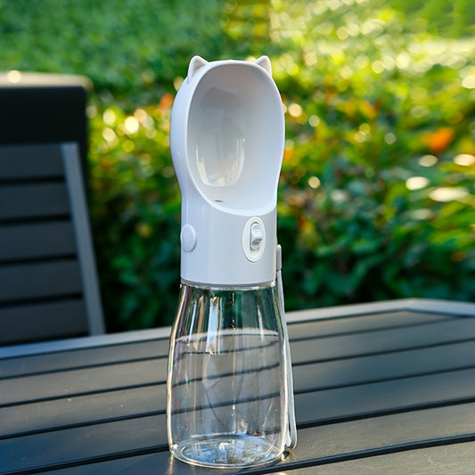 Portable Dog Water Bottle 500ml with Bowl Dispenser - Grey