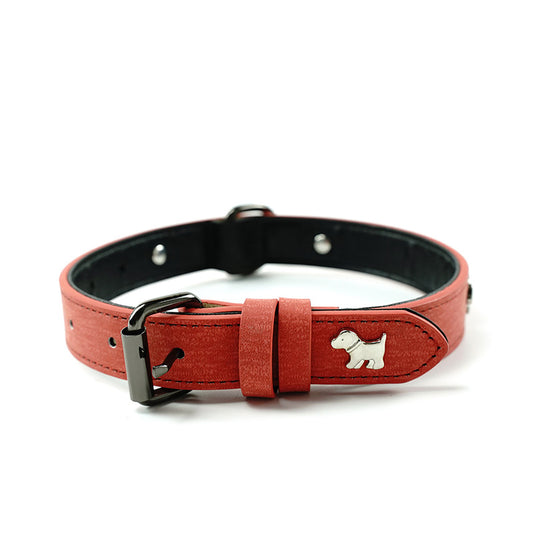 2 PCS Red Soft Leather Dog Collar - Adjustable & Durable for Medium/Large Dogs Size - 58 cm x 2.5 cm